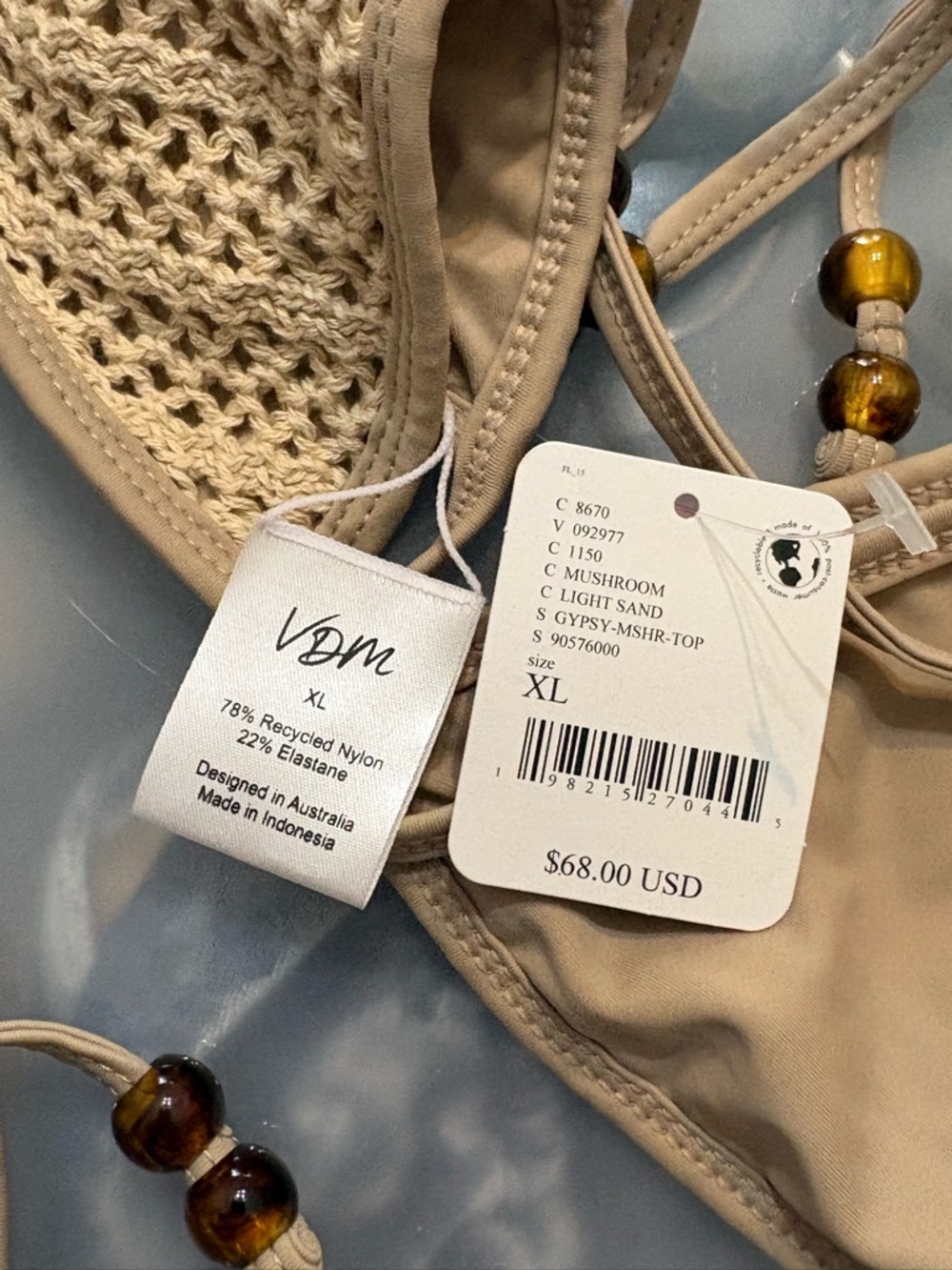 FREE PEOPLE VDM THE LABEL Delilah Crochet Bikini in Mushroom color NWT B1 - Picture 13 of 16
